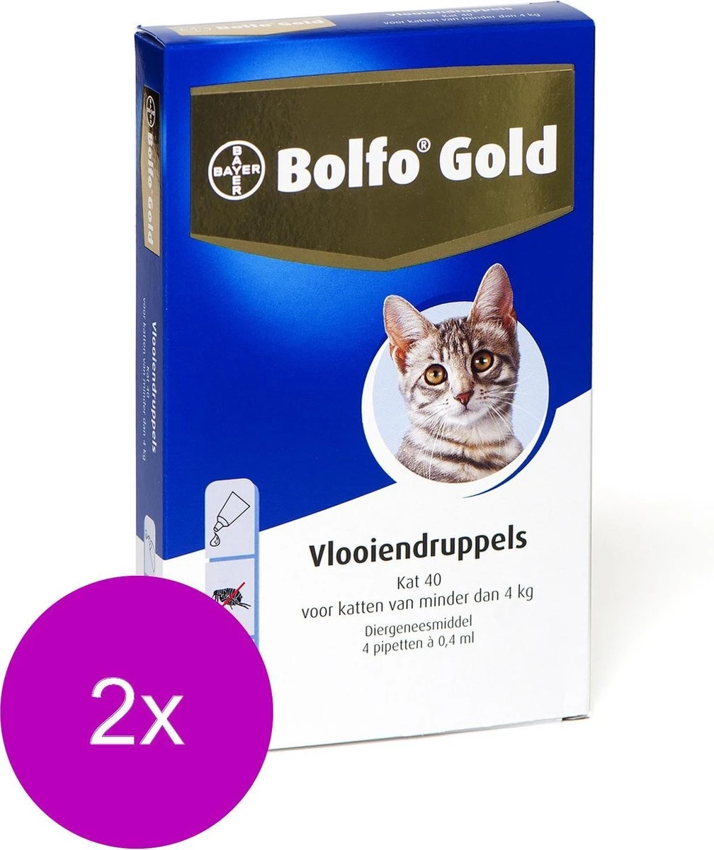 Bolfo Gold Kat 40 - Anti Vlooienmiddel - 2 X 4 Stuks 0 - 4 Kg 4 Bolfo Gold Kat 40 - Anti Vlooienmiddel - 2 X 4 Stuks 0 - 4 Kg - Afbeelding 2