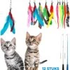 Merkloos 2 Kattenhengels Met 10 Speeltjes – Bewegende Kattenspeeltjes Met Veren En Belletjes – Interactieve Kattenspeelgoed Voor Kittens – Cat Toys -Kattenbenodigdheden Winkel 1015x1200