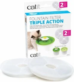 Catit Filters Triple Action 2 Pack - Kanttendrinkbak - 4 X 14.5 X 17.5 Cm Wit -Kattenbenodigdheden Winkel 1089x1200