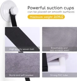 Nobleza 40AG6 - Kattenhangmat - Hangmat Kat - 60x32cm - Kattenhangmat Raam – Kattenbed - Kattenhangmand - Kattenkussen - Grijs -Kattenbenodigdheden Winkel 1146x1200 6