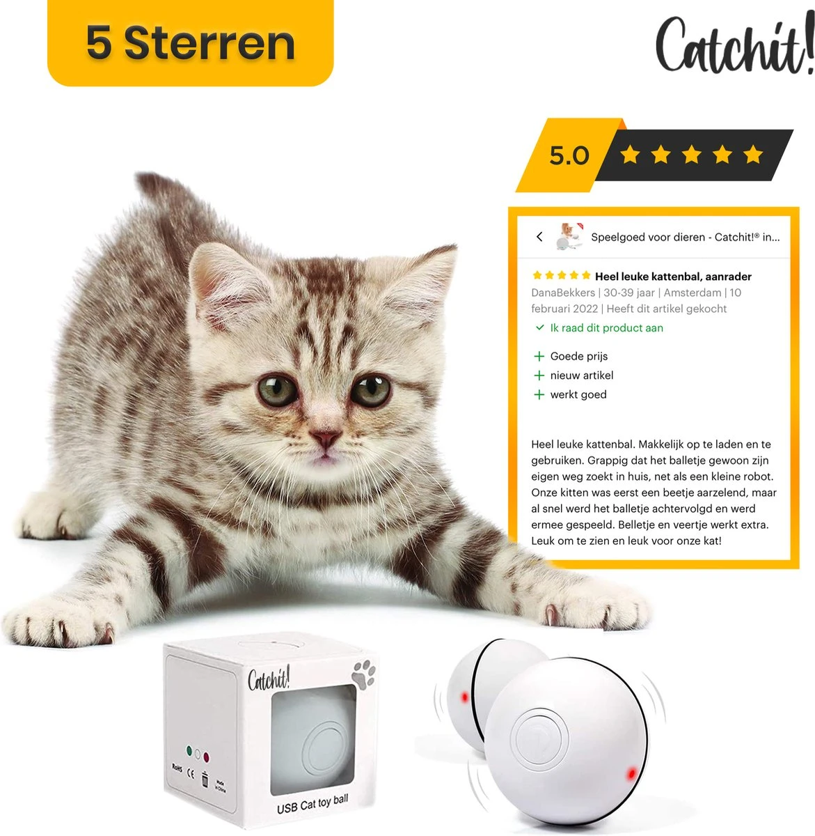 Catchit!® Interactieve Zelfrollende Bal Katten - Kattenspeeltjes - Inclusief USB Kabel En Staartjes - Kattenspeelgoed - Smart - Grijs 6 Catchit!® Interactieve Zelfrollende Bal Katten - Kattenspeeltjes - Inclusief USB Kabel En Staartjes - Kattenspeelgoed - Smart - Grijs - Afbeelding 4