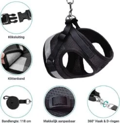 Merkloos Kattentuigje Met Looplijn | Zwart Kattenharnas | Easy Step In | Kattenriem | Kattenlijn | Kattentuig | Maat S -Kattenbenodigdheden Winkel 1173x1200