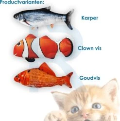 RealN Elektrische Speelvis Clownvis Inclusief Catnip Zakje – Kattenspeeltjes - Kattenspeelgoed – Krachtige Batterij – Bewegende Vis – Leukste Kattenspeeltje Goudvis – Kat Actiever Maken – 30 Cm – Speelvis Katten – Wasbaar – Oplaadbaar – Blauw/Wit -Kattenbenodigdheden Winkel 1192x1200 2