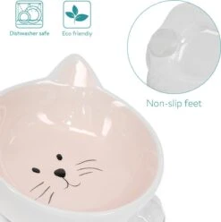 Navaris Voerbakjes Voor Katten - Set Van 2 Voer- En Waterbakken - Etensbak Van Keramiek - Met Antislip Voetjes - Kattenvorm - Roze/Groen -Kattenbenodigdheden Winkel 1194x1200 2