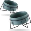 GIZMO 2x Voerbak Kat - 400 Ml - Groen - Keramische Drink- & Voerbakken Met Standaard - 13 Cm - 2 Stuks -Kattenbenodigdheden Winkel 1197x1200