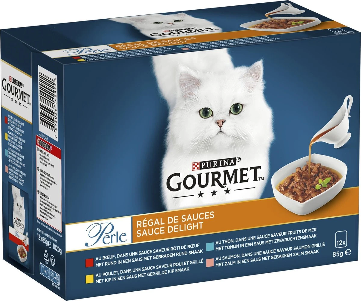 Gourmet Perle Sauce Delight - Kattenvoer Natvoer - Rund, Kip, Tonijn & Zalm - 48 X 85 Gr 8 Gourmet Perle Sauce Delight - Kattenvoer Natvoer - Rund, Kip, Tonijn & Zalm - 48 X 85 Gr - Afbeelding 6