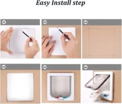 DOWO® - Kattenklep - Kattenluik - Kattenluikje - 4-weg Magneetsluiting Huisdierklep, Eenvoudige Installatie Kattendeur Huisdierendeur Aan De Muur, Houten Deur, Upvc Binnendeur, Baksteenwanden, Houten Deuren (M - Buitenmaat 19 X20 Cm) -Kattenbenodigdheden Winkel 1200x1027