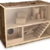 Navaris Houten Hamsterhuis - Speelhut Voor Hamsters, Kleine Knaagdieren, Gerbils, Muizen - Schuilplaats Op Twee Etages Voor Hamster, Cavia, Muis -Kattenbenodigdheden Winkel 1200x1067 2