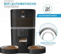 Pretty Paws QQ003 - Wifi Voermachine - Dubbele Voerbakjes - Zwart - Kat - 6L -Kattenbenodigdheden Winkel 1200x1074