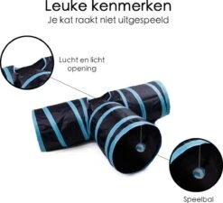 Merkloos Kattentunnel - Opvouwbaar - 3 Gangen - Voor Binnen En Buiten -Kattenbenodigdheden Winkel 1200x1092 3