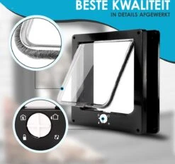 Gluxury Kattenluik Zwart Met Tunnel - 4 Vergrendelingsstanden - Weerbestendig - Binnen En Buiten - Maat L - Nederlandse Handleiding -Kattenbenodigdheden Winkel 1200x1126