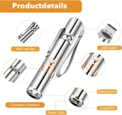 DOWO® - Laserpen - USB Oplaadbaar - Kattenspeeltjes - 7 Verschillende Standen - Laserlampje - RVS Zilver - Laser Pointer -Kattenbenodigdheden Winkel 1200x1133 3