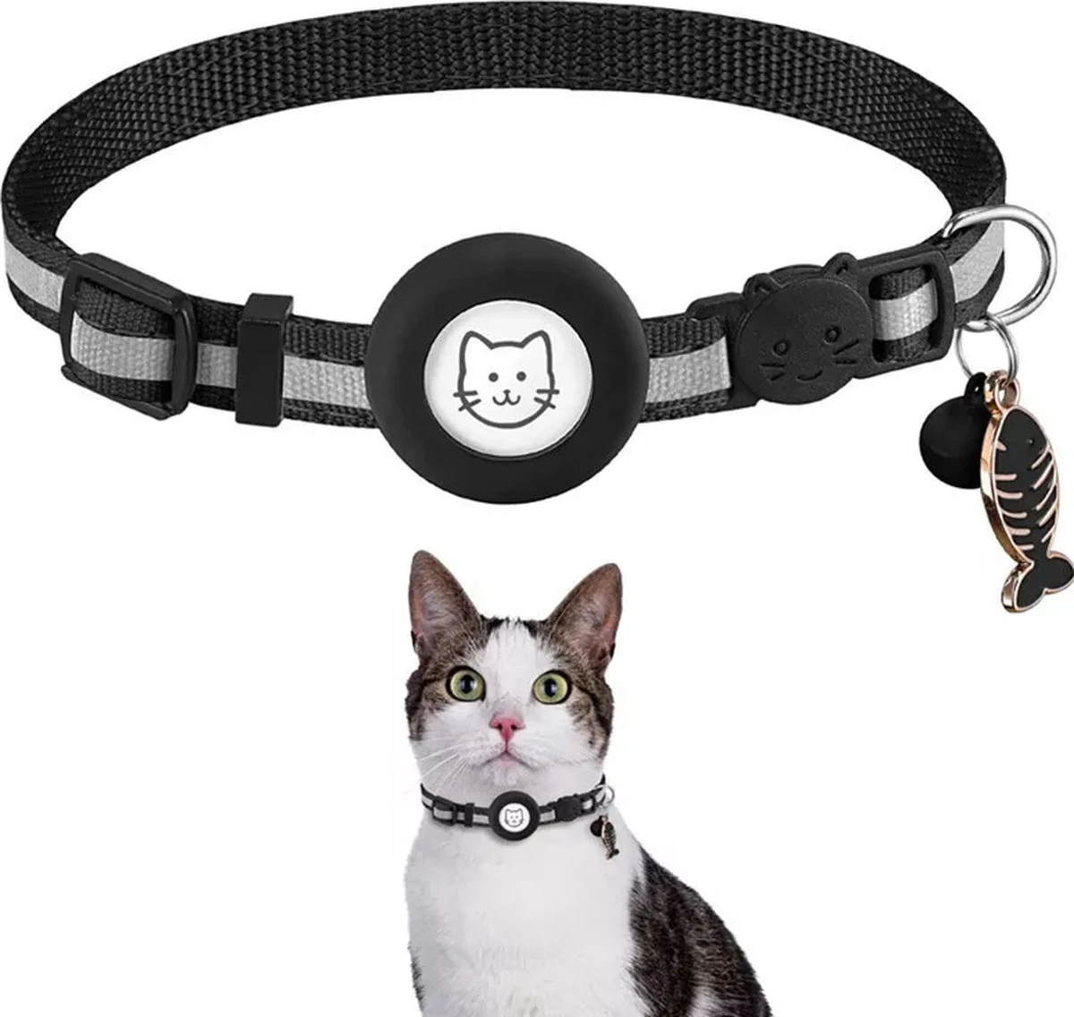 BJØRK Kattenhalsband Airtag - Reflecterend - Zwart - Verstelbaar - 20 Tot 30 Cm - Tracker- GPS - Geschikt Voor Apple AirTag - Kattenriem - Katten Accessoire - Halsband Kat Airtag 3 BJØRK Kattenhalsband Airtag - Reflecterend - Zwart - Verstelbaar - 20 Tot 30 Cm - Tracker- GPS - Geschikt Voor Apple AirTag - Kattenriem - Katten Accessoire - Halsband Kat Airtag