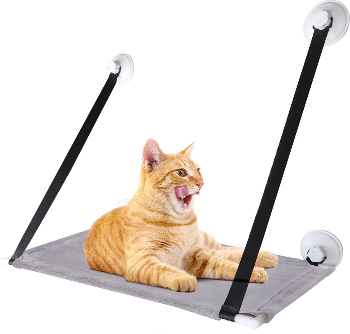 Nobleza 40AG6 - Kattenhangmat - Hangmat Kat - 60x32cm - Kattenhangmat Raam – Kattenbed - Kattenhangmand - Kattenkussen - Grijs