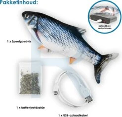 RealN Elektrische Speelvis Clownvis Inclusief Catnip Zakje – Kattenspeeltjes - Kattenspeelgoed – Krachtige Batterij – Bewegende Vis – Leukste Kattenspeeltje Goudvis – Kat Actiever Maken – 30 Cm – Speelvis Katten – Wasbaar – Oplaadbaar – Blauw/Wit -Kattenbenodigdheden Winkel 1200x1149 4