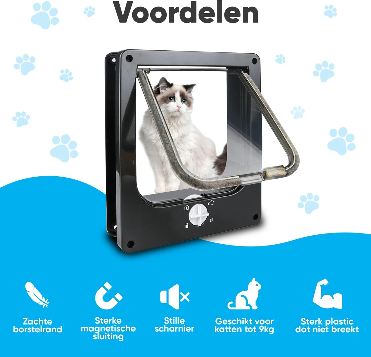 BFreshPets Kattenluik + Massageborstel - Met Tunnel - 4 Vergrendelingsstanden - Weersbestendig - Maat L - Zwart - 27 X 24 Cm 11 BFreshPets Kattenluik + Massageborstel - Met Tunnel - 4 Vergrendelingsstanden - Weersbestendig - Maat L - Zwart - 27 X 24 Cm - Afbeelding 9