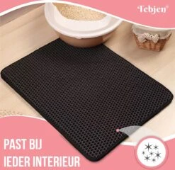 TEBJEN Kattenbakmat – Kattenbak Mat Grit Opvanger - Schoonloop Katten Mat – Dubbele Waterdichte Laag – Uitloopmat Kattenbak – Kattenbak Accessoires - Met Speelgoedmuisje En Schepje - 40x50cm -Kattenbenodigdheden Winkel 1200x1167 8