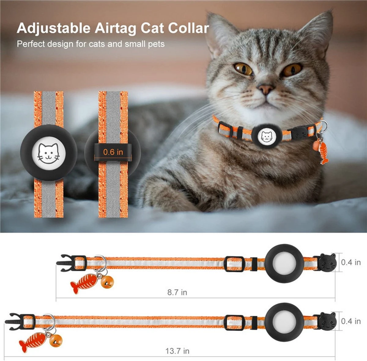 BJØRK™ Kattenhalsband Airtag - Reflecterend - Oranje - Verstelbaar - 20 Tot 30 Cm - Tracker- GPS - Geschikt Voor Apple AirTag - Kattenriem - Katten Accessoire - Halsband Kat Airtag 9 BJØRK™ Kattenhalsband Airtag - Reflecterend - Oranje - Verstelbaar - 20 Tot 30 Cm - Tracker- GPS - Geschikt Voor Apple AirTag - Kattenriem - Katten Accessoire - Halsband Kat Airtag - Afbeelding 7