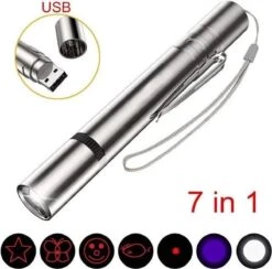 Laserpen - Oplaadbaar Met USB - Rode Laser - RVS Zilver - UV - Zaklamp - LED - Kat - Katten Speeltjes - Kattenspeelgoed - 7 Verschillende Standen -Kattenbenodigdheden Winkel 1200x1185 3