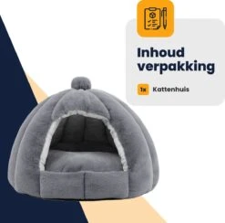 MIRO Katten Huis - Kattenhuizen - Kattenhok - Kattenmand - Dierenhuis - Extra Zacht - Grijs -Kattenbenodigdheden Winkel 1200x1185 7