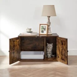 Meubelexpert Kattenhuis Voor Kattenbak - Met Deuren - Vintage - Bruinzwart - PCL002X02 -Kattenbenodigdheden Winkel 1200x1200 178