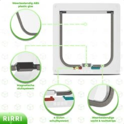 Rirri Kattenluik Met Tunnel - 4 Vergrendelingsstanden - Weerbestendig - Binnen En Buiten - Grote Kat - Maat L - Wit - 25,5 X 23.5 Cm -Kattenbenodigdheden Winkel 1200x1200 279