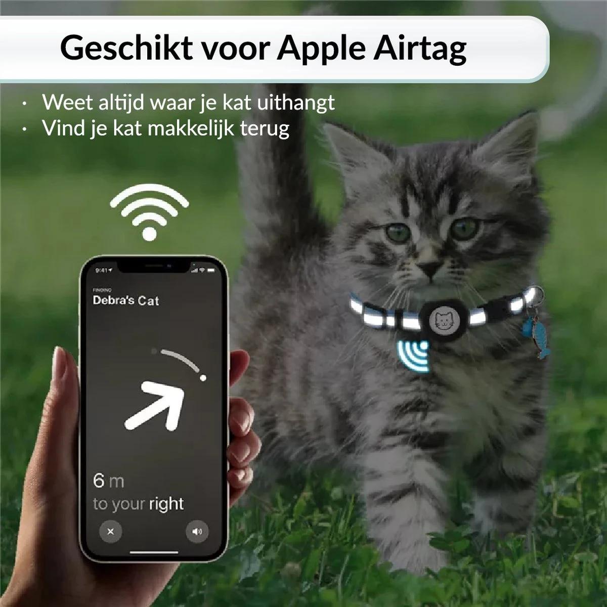 BJØRK Kattenhalsband Airtag - Reflecterend - Zwart - Verstelbaar - 20 Tot 30 Cm - Tracker- GPS - Geschikt Voor Apple AirTag - Kattenriem - Katten Accessoire - Halsband Kat Airtag 6 BJØRK Kattenhalsband Airtag - Reflecterend - Zwart - Verstelbaar - 20 Tot 30 Cm - Tracker- GPS - Geschikt Voor Apple AirTag - Kattenriem - Katten Accessoire - Halsband Kat Airtag - Afbeelding 4