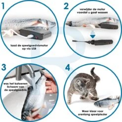 RealN Elektrische Speelvis Clownvis Inclusief Catnip Zakje – Kattenspeeltjes - Kattenspeelgoed – Krachtige Batterij – Bewegende Vis – Leukste Kattenspeeltje Goudvis – Kat Actiever Maken – 30 Cm – Speelvis Katten – Wasbaar – Oplaadbaar – Blauw/Wit -Kattenbenodigdheden Winkel 1200x1200 495