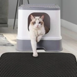 Nixnix - Kattenbakmat - 40 X 50 Cm - Waterdicht - Dubbele Laag - Honingraatstructuur - Uitloopmat - Placemat Kat - Schoonloopmat Kattenbak - Kattenbak Accessoires - Katten Grit Opvanger - Katten Mat