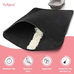 TEBJEN Kattenbakmat – Kattenbak Mat Grit Opvanger - Schoonloop Katten Mat – Dubbele Waterdichte Laag – Uitloopmat Kattenbak – Kattenbak Accessoires - Met Speelgoedmuisje En Schepje - 40x50cm -Kattenbenodigdheden Winkel 1200x1200 772