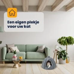 MIRO Katten Huis - Kattenhuizen - Kattenhok - Kattenmand - Dierenhuis - Extra Zacht - Grijs -Kattenbenodigdheden Winkel 1200x1200 795