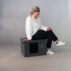 RHRQuality Kattenhuis Voor Binnen En Buiten Kattenhok Villa De Luxe Grijs -Kattenbenodigdheden Winkel 1200x1200 899