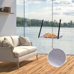 Nobleza 40AG6 - Kattenhangmat - Hangmat Kat - 60x32cm - Kattenhangmat Raam – Kattenbed - Kattenhangmand - Kattenkussen - Grijs -Kattenbenodigdheden Winkel 1200x1200 941