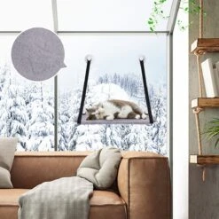 Nobleza 40AG6 - Kattenhangmat - Hangmat Kat - 60x32cm - Kattenhangmat Raam – Kattenbed - Kattenhangmand - Kattenkussen - Grijs -Kattenbenodigdheden Winkel 1200x1200 942