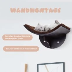 Merkloos Paws And Claws - Cat Shelf – Hangmat Kat – Kattenplank - Kattenbed - Wasbaar – Wandmontage – MDF - Bruin -Kattenbenodigdheden Winkel 1200x1200 949