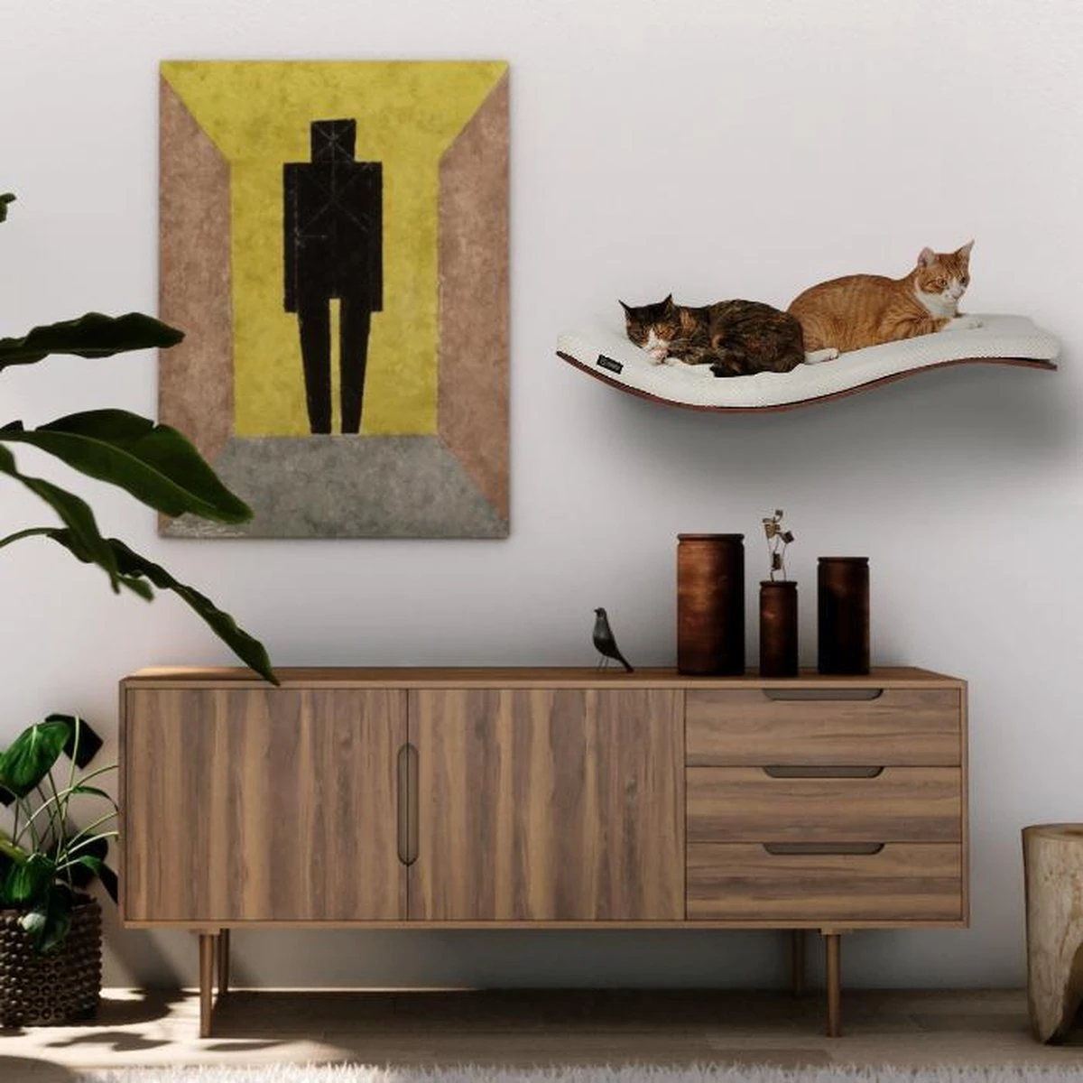 COSY AND DOZY Cat Shelf Deluxe WIT – Hangmat Kat – Maple Hout - 90 X 41 Cm - Kattenplank - Katten Muur 6 COSY AND DOZY Cat Shelf Deluxe WIT – Hangmat Kat – Maple Hout - 90 X 41 Cm - Kattenplank - Katten Muur - Afbeelding 4