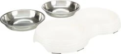 Merkloos Trixie Voerbak Kat Dubbel Melamine / Rvs Wit 2x200 Ml 27x14x3 Cm -Kattenbenodigdheden Winkel 1200x536