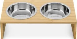 Navaris Verhoogd Dubbel Dieren Voedingsstation - 2 Kommen Voor Katten En Kleine Honden - Roestvrij Staal - Verhoogde Bamboe Standaard -Kattenbenodigdheden Winkel 1200x619