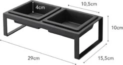 Yamazaki Eetbak - Voederbak Kat - Tweeledig - Zwart -Kattenbenodigdheden Winkel 1200x636 1