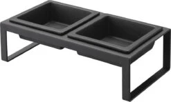 Yamazaki Eetbak - Voederbak Kat - Tweeledig - Zwart -Kattenbenodigdheden Winkel 1200x720 1