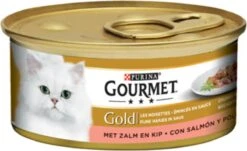 Gourmet Gold Fijne Hapjes - Kattenvoer Natvoer - Zalm & Kip - 24 X 85 Gr -Kattenbenodigdheden Winkel 1200x733 2