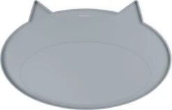 Navaris Siliconen Voederbakmat Voor Katten - Waterdichte Anti-slip Mat Voor Voerbak En Waterbak - 50x32 Cm - In Grijs Kattendesign