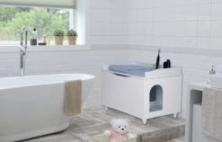 WONDERMAKE® Grote Kattenkast Houten Voor Kattenbak-box Kattentoilet, XL-kattenbak Dressoir Kastje, Designer Kattenhuis Met Kattenhol Kattenmand, Kasten Kast Voor Badkamer, 73,5 X 51,5 X 57 Cm, Wit -Kattenbenodigdheden Winkel 1200x770 2