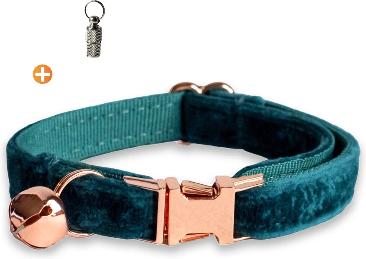 ACE Pets Kattenhalsband Met Belletje – Halsband Kat & Kitten - Kittenhalsband & Kattenbandje - Kattenbelletje - Pluche Velvet - Groen 3 ACE Pets Kattenhalsband Met Belletje – Halsband Kat & Kitten - Kittenhalsband & Kattenbandje - Kattenbelletje - Pluche Velvet - Groen