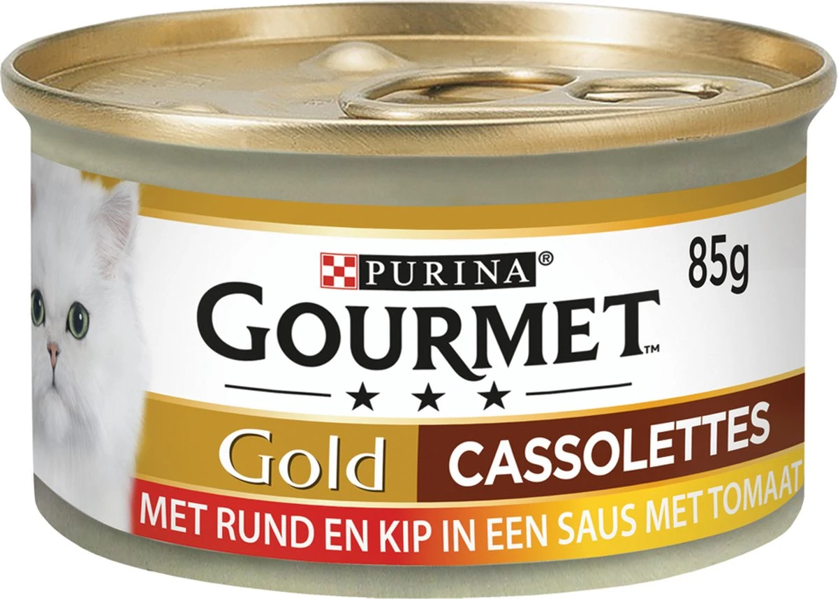 Gourmet Gold Cassolettes - Kattenvoer Natvoer - Rund En Kip In Een Saus Van Tomaat - 24 X 85 Gr 3 Gourmet Gold Cassolettes - Kattenvoer Natvoer - Rund En Kip In Een Saus Van Tomaat - 24 X 85 Gr
