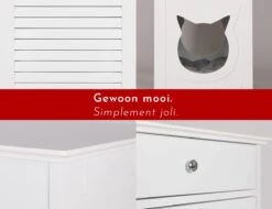 WONDERMAKE® Grote Kattenkast Houten Voor Kattenbak Kattentoilet, XL-kattenbak Dressoir Kastje Met Schuiflade, Designer Kattenhuis Met Kattenhol Kattenbakkast, Kasten Kast Voor Katten Binnen Hoog, 51 X 46 X 96 Cm, Wit -Kattenbenodigdheden Winkel 1200x922 9