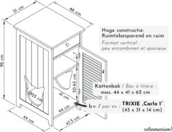 WONDERMAKE® Grote Kattenkast Houten Voor Kattenbak Kattentoilet, XL-kattenbak Dressoir Kastje Met Schuiflade, Designer Kattenhuis Met Kattenhol Kattenbakkast, Kasten Kast Voor Katten Binnen Hoog, 51 X 46 X 96 Cm, Wit -Kattenbenodigdheden Winkel 1200x923 3