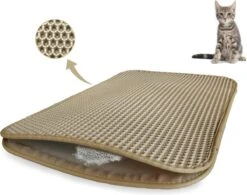 Kattenbakmat - 40 X 50 Cm - Creamy White - Uitloopmat Kat - Kattenbakvulling - Opvang Ruimte - Grit Opvanger - Waterdicht - Beige - Eco-friendly - Incl. Speeltje