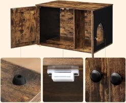 Meubelexpert Kattenhuis Voor Kattenbak - Met Deuren - Vintage - Bruinzwart - PCL002X02 -Kattenbenodigdheden Winkel 1200x983 1