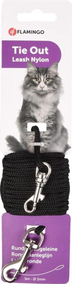 Flamingo - Katten Aanleglijn - Zwart - 500 X 0.3 X 0.3 Cm -Kattenbenodigdheden Winkel 307x1200